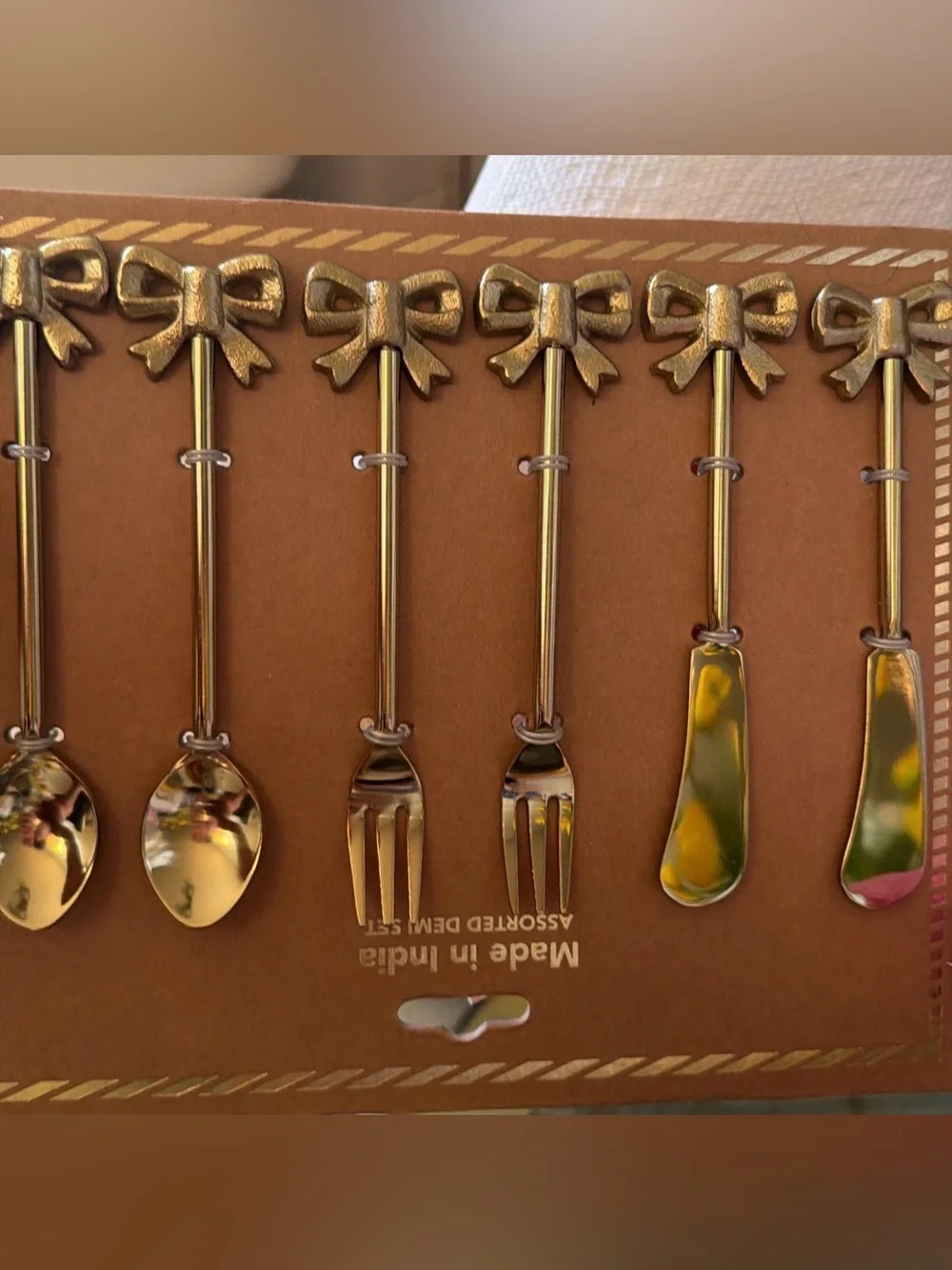 Elegant Gold Bow Handle Mini Flatware Set - Home Dining